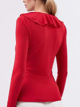 Ruffled V-Neck Long Sleeve T-Shirt OutfitFlow